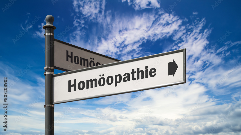 Fototapeta premium Signposts the direct way to Homeopathy