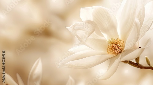 a white frame showcasing an ultra-detailed magnolia flower  capturing the essence of simplicity and precision.