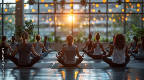 Group of Women Sitting on Yoga Mat by Window