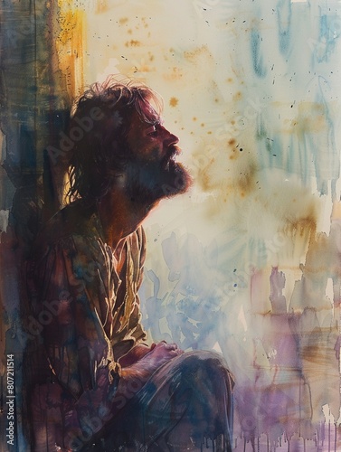 The ethereal quality of watercolor lends itself perfectly to capturing the spiritual essence of Jesuss life and ministry, soft lighting
