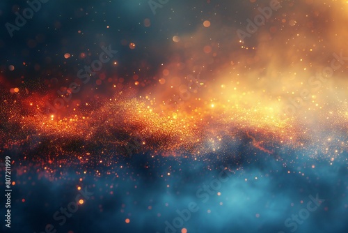 Abstract background of glittering particles with depth of field and bokeh effect