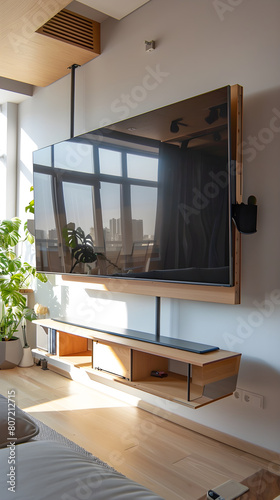 Modern and Functional Wall Mounted Flat Screen Television in Contemporary Living Room