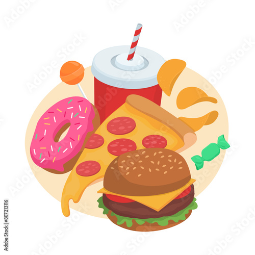 Unhealthy junk food and soft drink