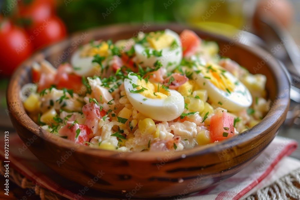 Egg and fish salad delicious and refreshing Egg and fish salad delicious and refreshing