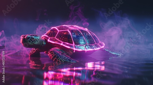 3d turtle with neon.