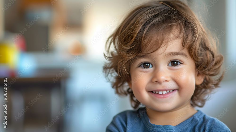 Smiling Little Boy with Curly Hair Smiling Little Boy with Curly Hair