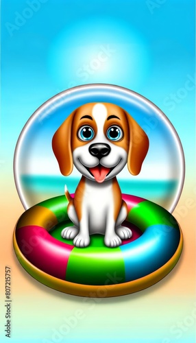 dog, tamadog, multidog, сartoon beagle with big eyes and smile photo