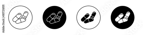 Medicine icon set. antibiotic pill or tablet vector symbol. aspirin drug capsule sign. pharmaceutical pill icon in black filled and outlined style. photo
