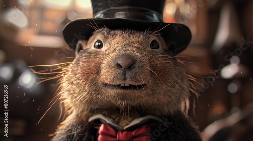 Punxsutawney Phil the famous groundhog hyper realistic  photo