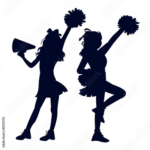 vector hand drawn cheerleader silhouettes 