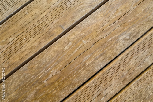 Sunlit Weathered Wooden Deck Planks Exhibiting Rich Textures and Natural Grain Details.