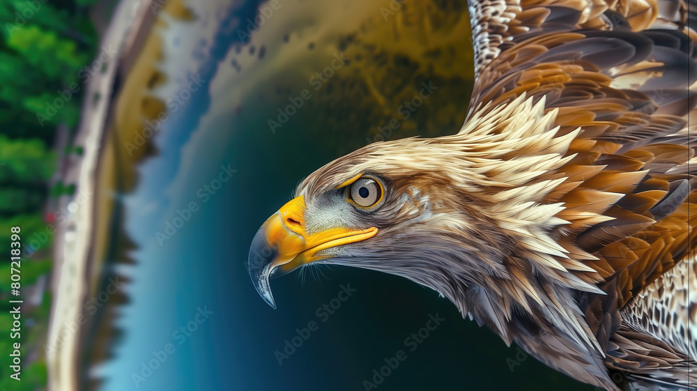 Fototapeta premium A bald eagle in its natural habitat.