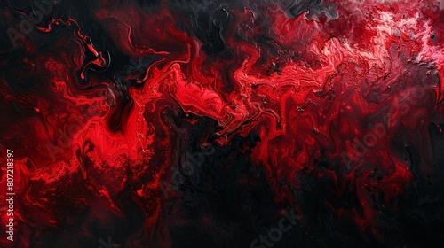 An abstract painting in red and black, exuding a dark and mysterious vibe