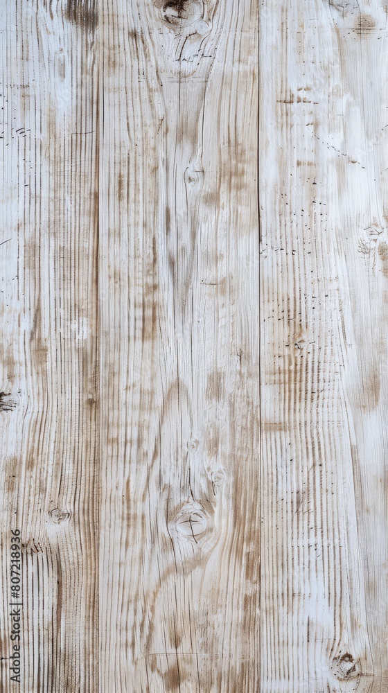 Fototapeta premium Subtle Elegance of Whitewashed Wooden Planks Displaying Weathered Marks and Grain.