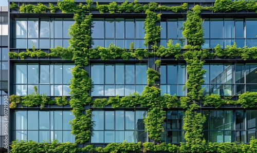 Modern building facade gree...