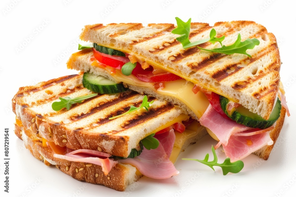 Ham cheese and veggie sandwich isolated Ham cheese and veggie sandwich isolated