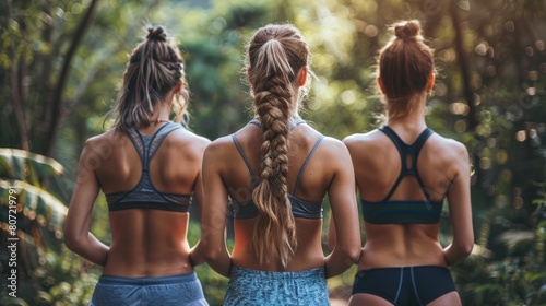 Young Women Seen from Behind, Wholeheartedly Embracing a Lifestyle Dedicated to Sport and Fitness photo