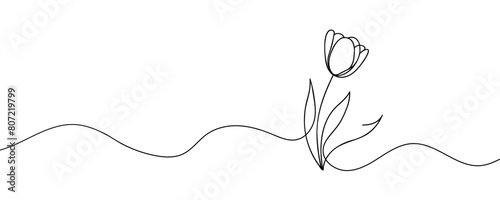 The tulip is drawn in one continuous line