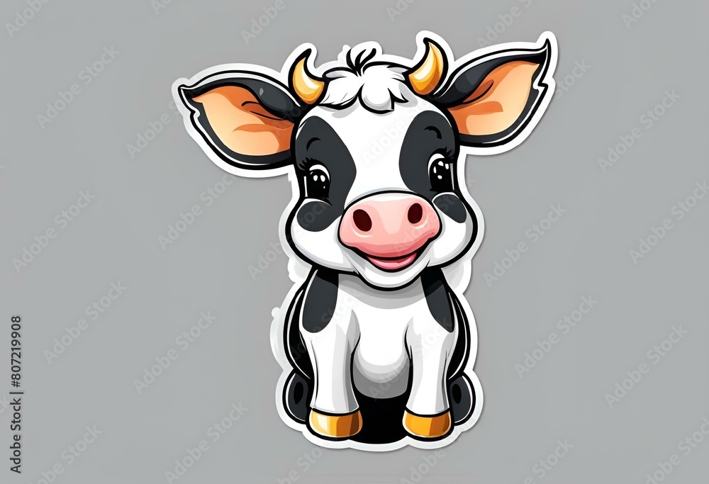 AI generated illustration of a cartoon cow sticker AI generated illustration of a cartoon cow sticker