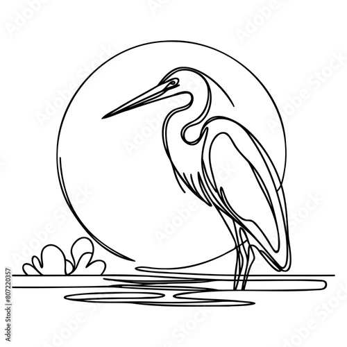Vector continuous one line drawing of beautiful heron bird abstract best use for logo, banner, background minimalist design.