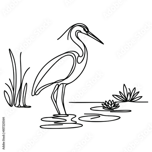 Vector continuous one line drawing of beautiful heron bird abstract best use for logo, banner, background minimalist design.