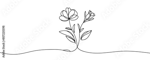 The flower is drawn as a continuous line. Vector illustration