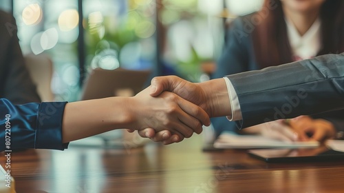 Business meeting agreement, men and women shaking hands, deal, businessmen