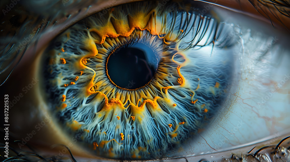  Close-Up of Eye,
a close up of a persons eye with a blue iris