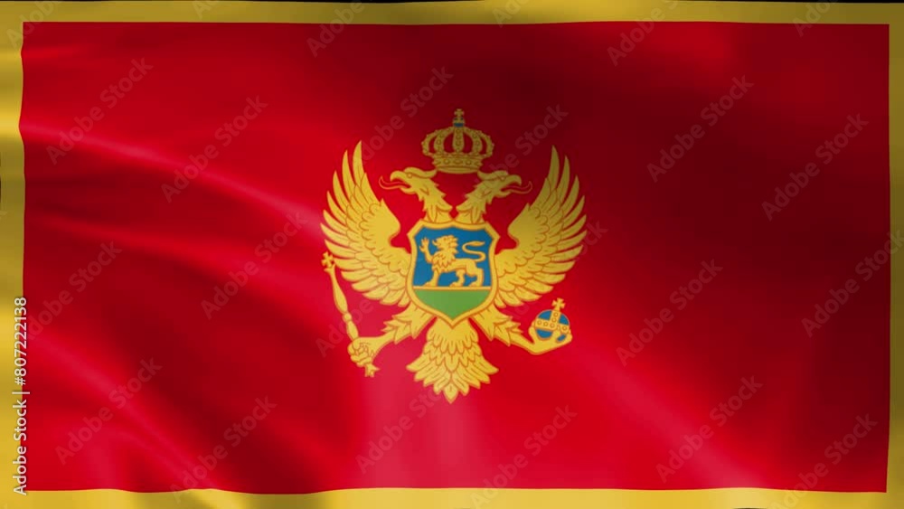 3d seamless loop animation background of the National flag of Montenegro waving 3d seamless loop animation background of the National flag of Montenegro waving