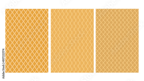 Ice Cream Cone Textures Set - Three Seamless Waffle Patterns