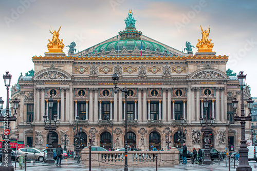 Photography PARIS  - MAY 06: Facade of Palais Garnier or Opera Garnier during spring rainy day in Paris on May 06