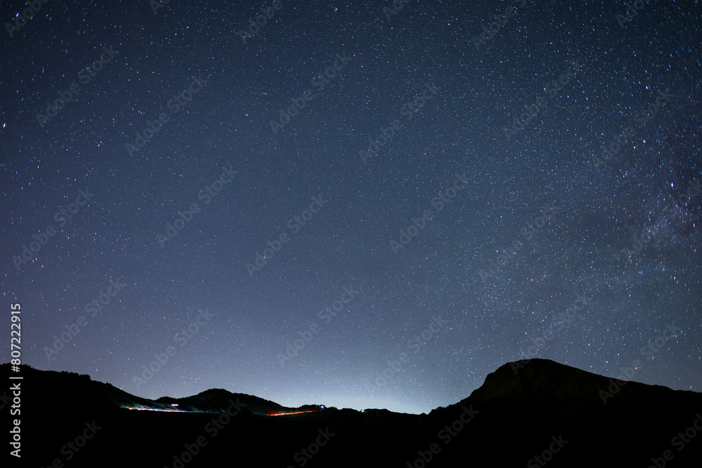Beautiful Starry night sky in Qingjing Farm of Taiwan