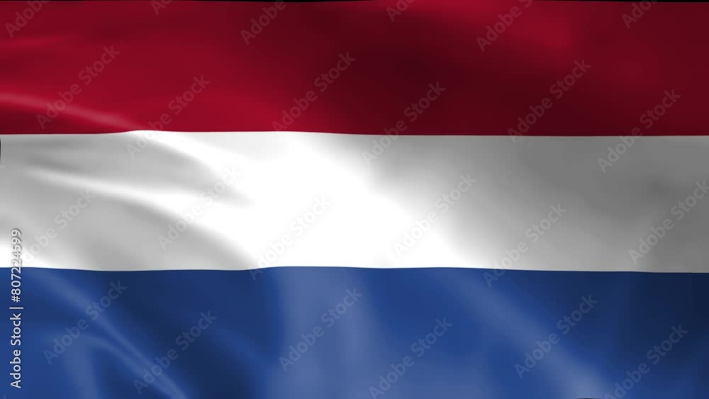 3d seamless loop animation background of the National flag of Netherlands waving
