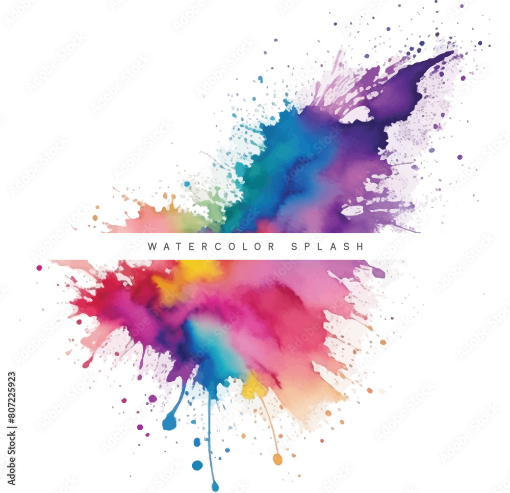 Fototapeta premium Colorful watercolor splash vector with stain texture background