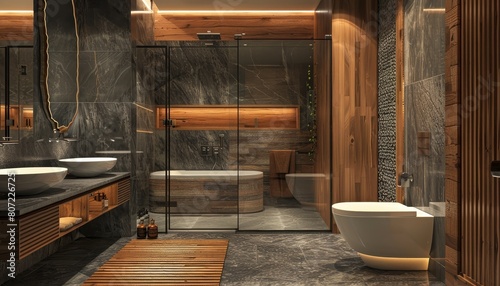 Modern bathroom with trendy toilet bowl design