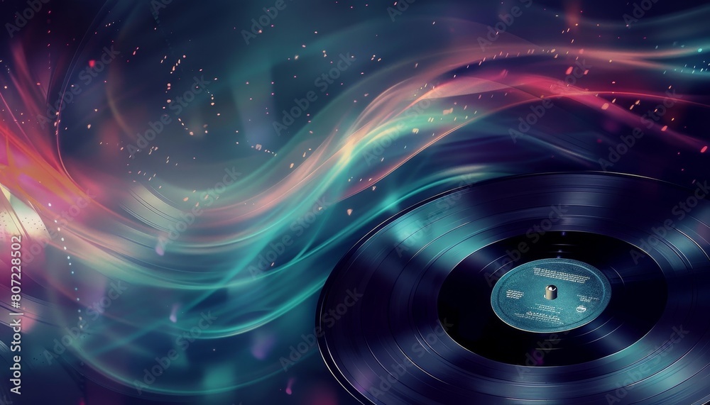 musical background featuring vinyl record