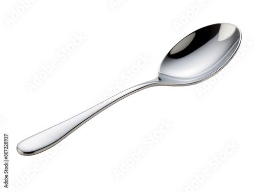 Empty steel table spoon isolated on transparent background