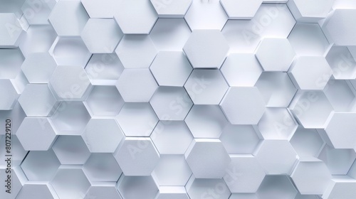 Panoramic Wall of Random shifted white honeycomb hexagon background wallpaper with copy space. hyper realistic 