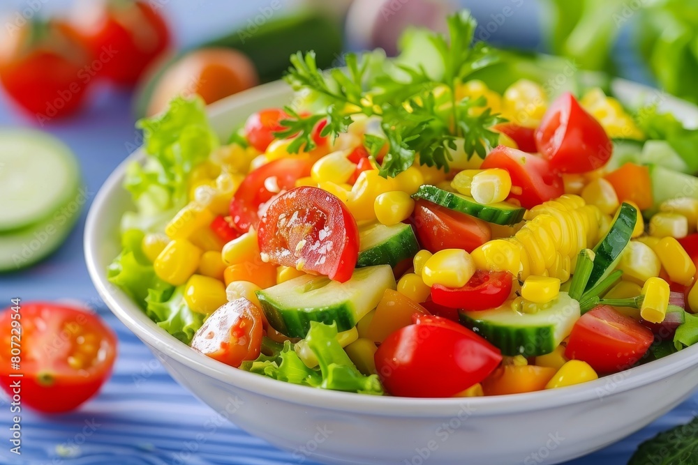 Options include corn vegetable or spicy salad Options include corn vegetable or spicy salad