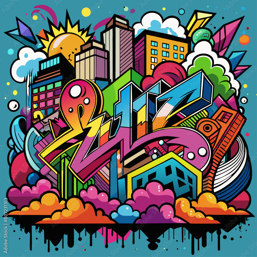 graffiti on the street, Colorful urban graffiti art backgrounds for youth culture themes or creative arts projects.