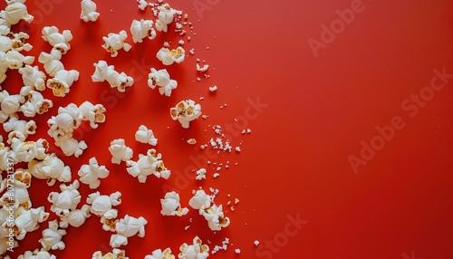 Popcorn on red background cinema concept