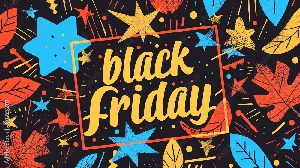 Fototapeta premium A vibrant and colorful Black Friday banner with a festive and celebratory design