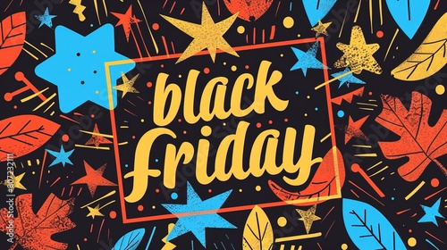 A vibrant and colorful Black Friday banner with a festive and celebratory design