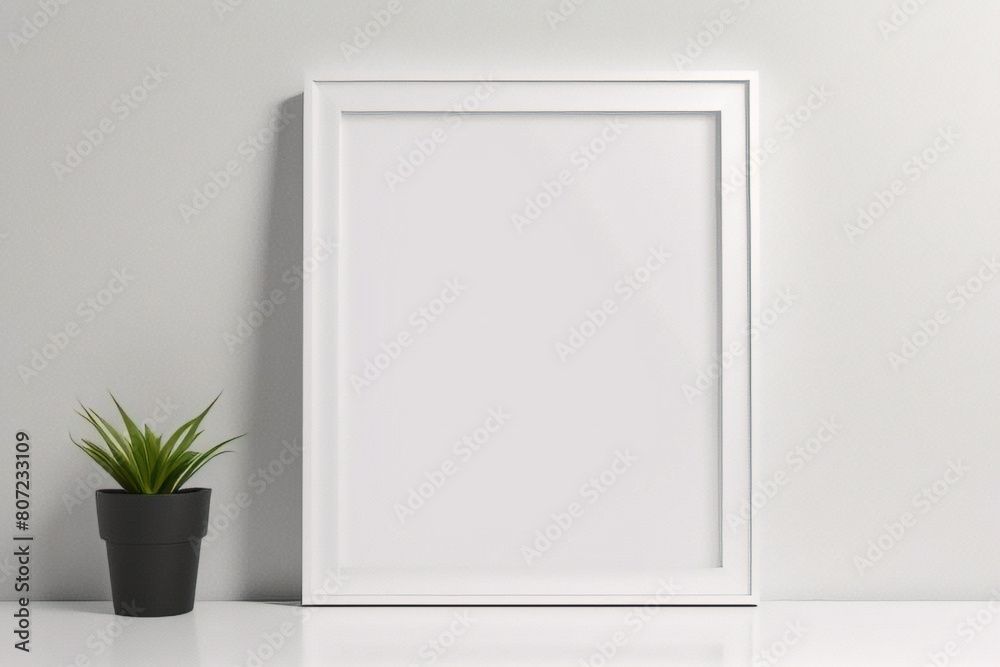 Imagen mínima de marco cuadrado blanco vacío simulada colgada sobre fondo de pared blanca con luz y sombra de ventana. aislar imagen Imagen mínima de marco cuadrado blanco vacío simulada colgada sobre fondo de pared blanca con luz y sombra de ventana. aislar imagen