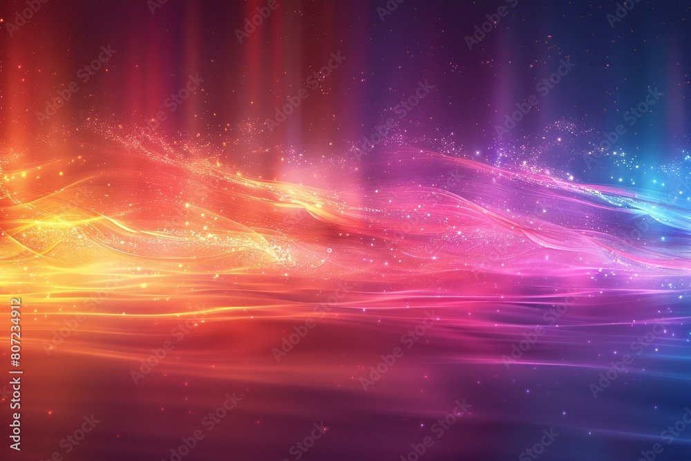 Abstract background with glowing lines and particles in blue and red colors