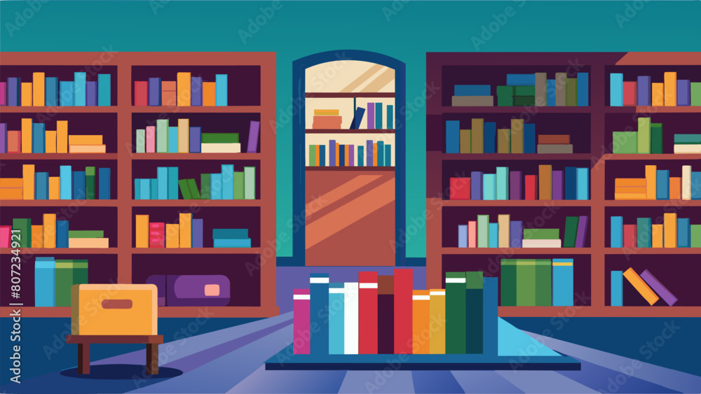 The library is being stocked with an array of books ready for eager readers to explore once the school opens.. Vector illustration