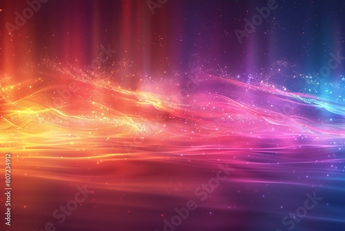 Abstract background with glowing lines and particles in blue and red colors