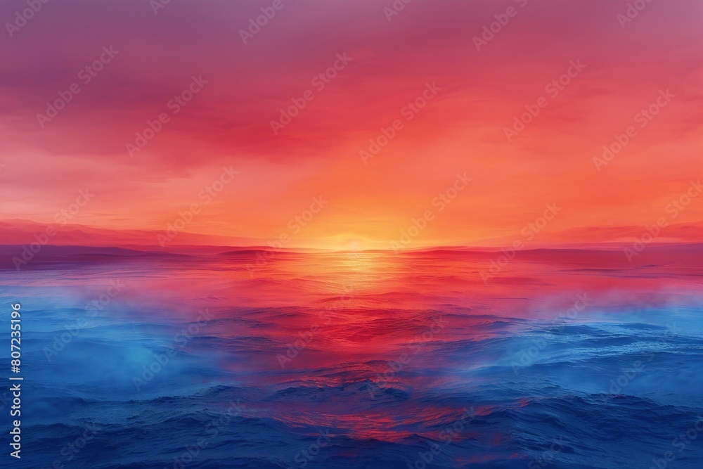 Sunset over the sea,   rendering,  illustration