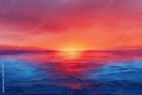 Sunset over the sea, rendering, illustration