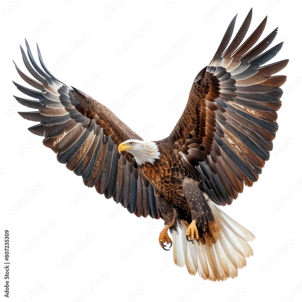 Fototapeta premium American Eagle is flying isolated on transparent background